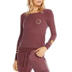 Chaser Heart Sweatshirt 2X Dark Ruby Graphic Crew Neck Pullover Cozy Knit Loose